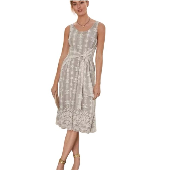 Sundance Silk Overlay Embroidered Dress Womens Size S Romantic Fairy Gray EUC - Picture 2 of 16